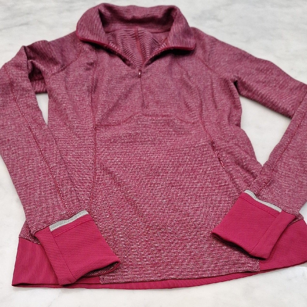 Lululemon Runderful Longsleeve Pullover Half-Zip Pink Maroon Wom XS-S Base Layer